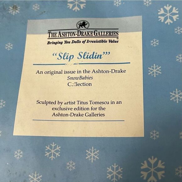 Ashton Drake Galleries "Slip Slidin" SnowBaby Doll Figure Cream OS Porcelain - Picture 5 of 7